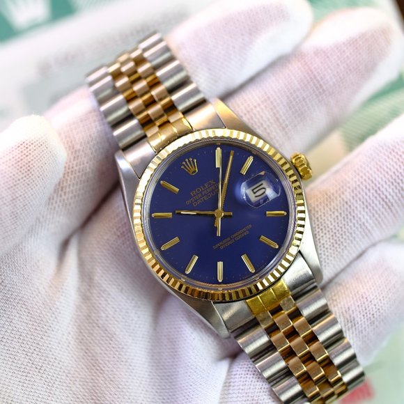 Rolex Men's Datejust 2tone 36mm Factory Blue Dial - Picture 8 of 10